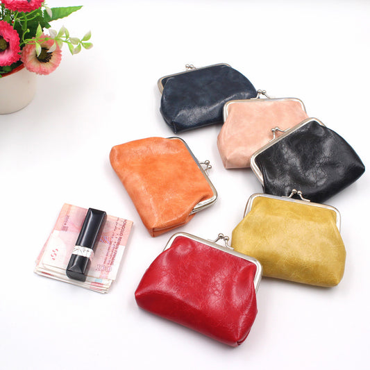 Women's Wax Leather Inch Short Clutch Bags
