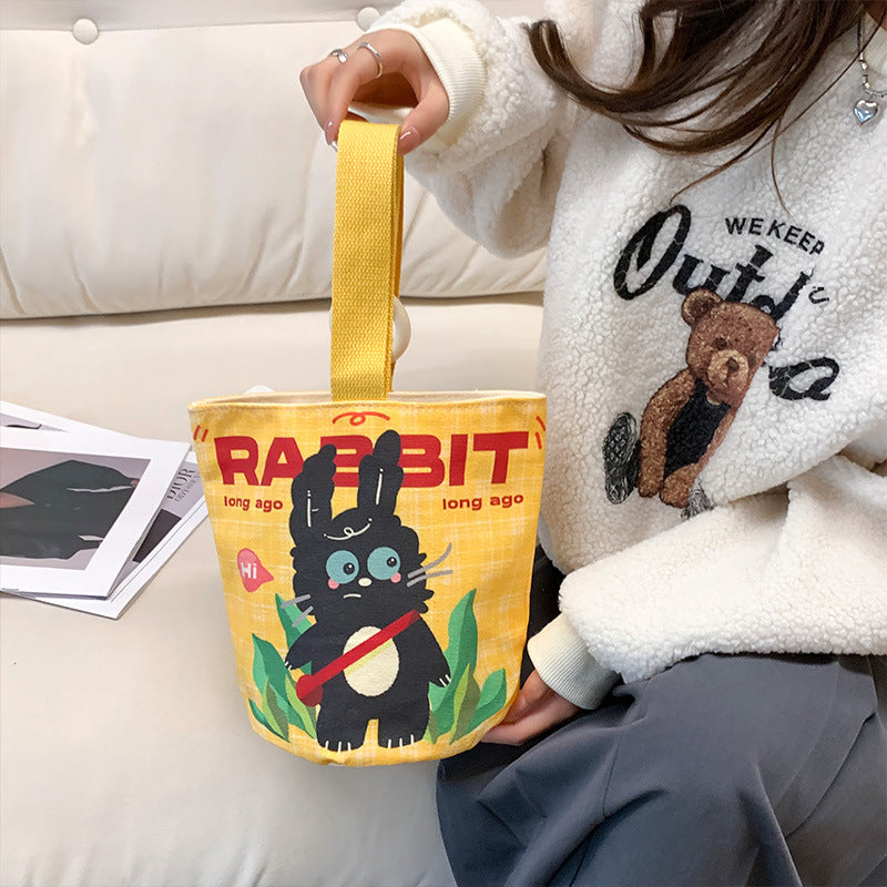 Cartoon Canvas Female Lunch Box Ethnic Handbags