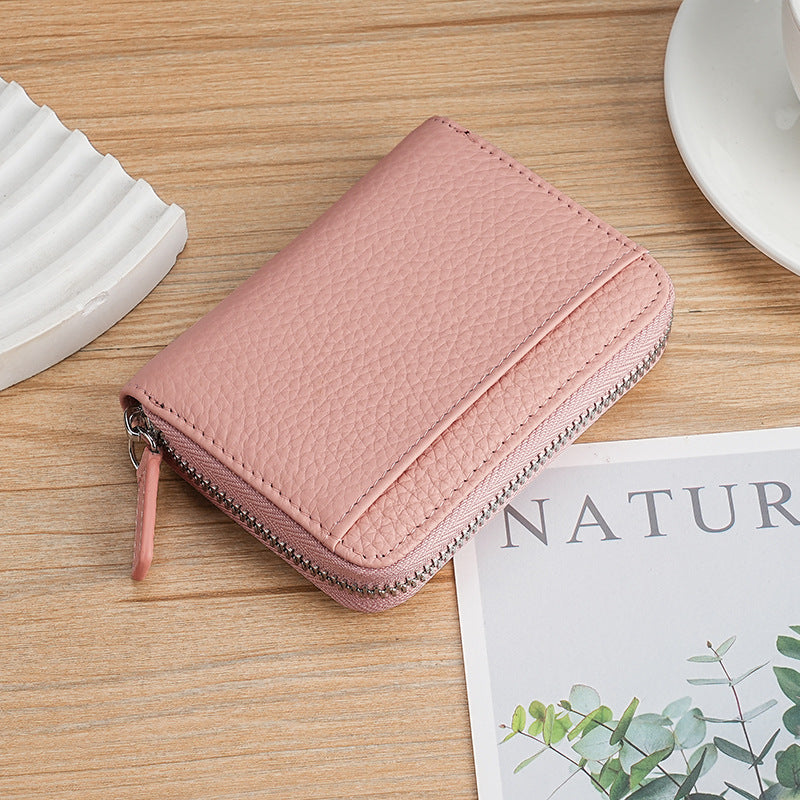 Women's & Men's & Multifunctional Leather Organ Clamp Cowhide Card Holder