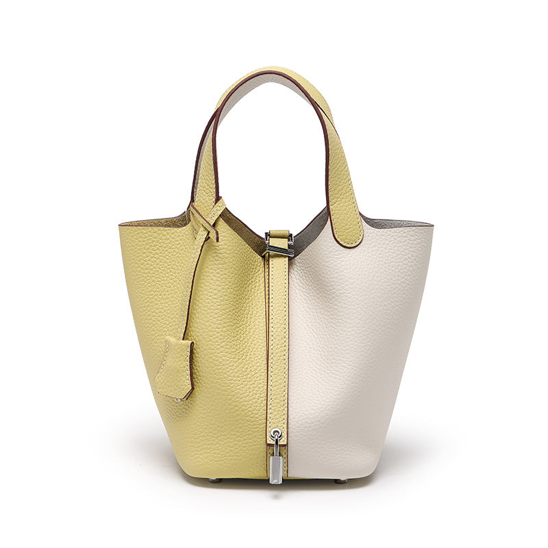 Women's Cowhide Niche Basket Leather Large Capacity Handbags