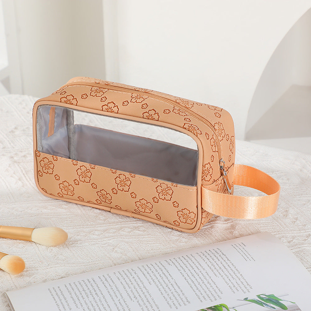 Women's Large Capacity Retro Embossing Storage Portable Outing Makeup Bag