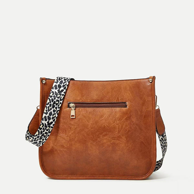 Women's Fashion Leopard Print Ribbon Large Capacity Women's Messenger Bag
