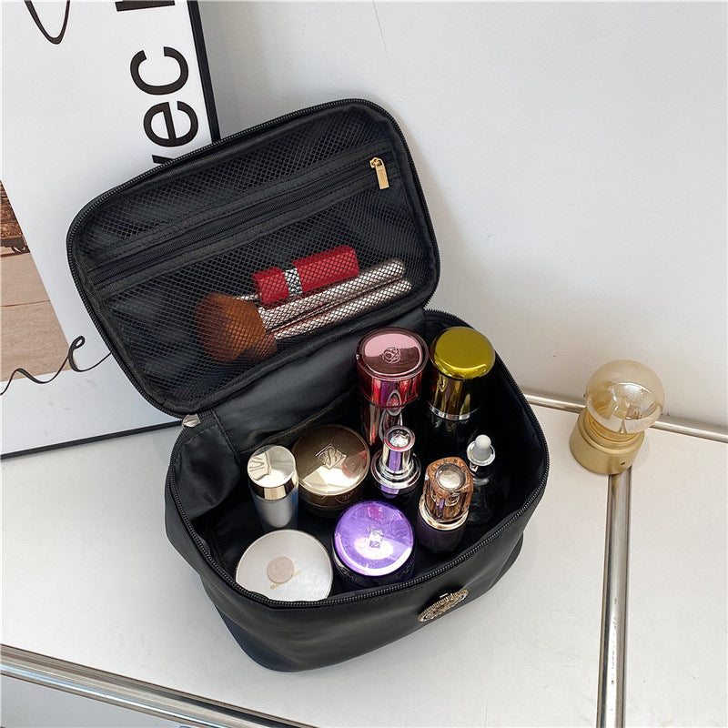 Black Head Solid Color Portable Toiletry Makeup Bag