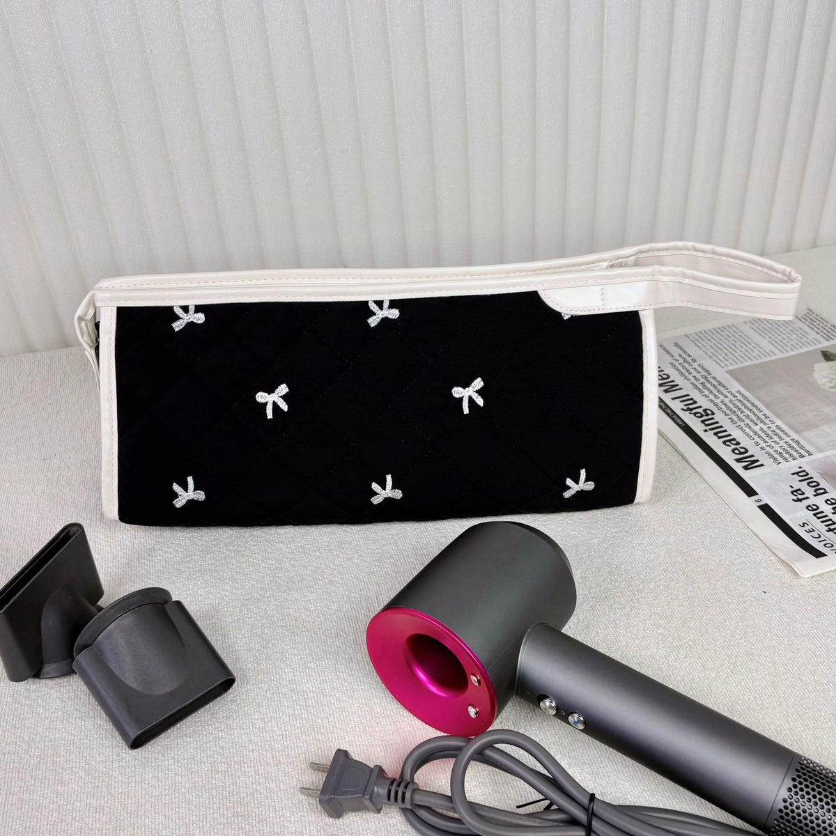 Capacity Hair Dryer Storage Portable Floral Cosmetic Bags