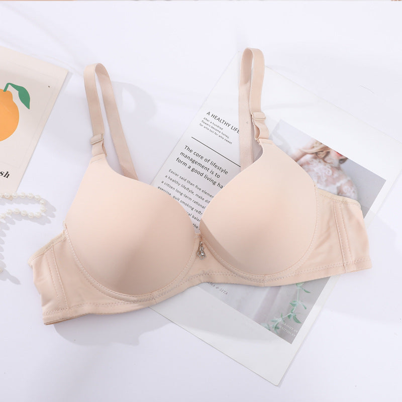 Women's Glossy Solid Color Adjustable Push Up Everyday Bras