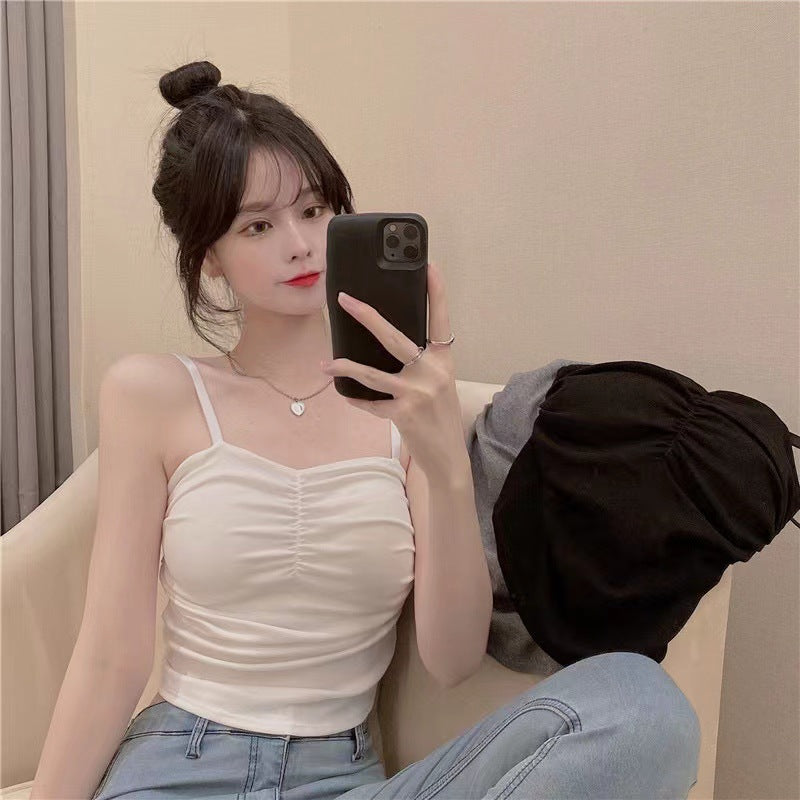 Women's Wear Outer Beauty Back Design Pleated With Tanks Camis