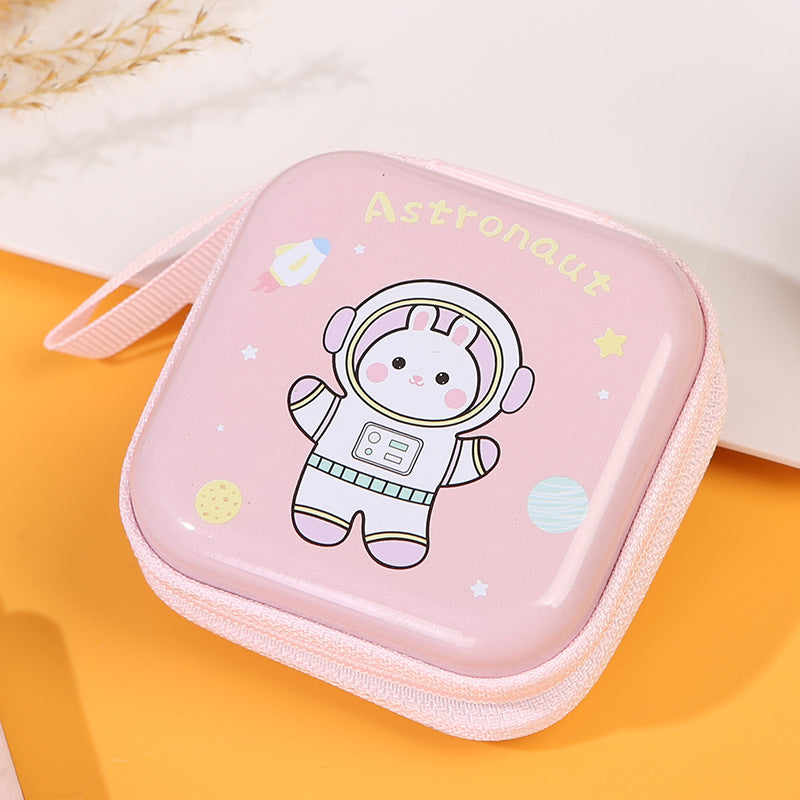 Children's Tinplate Creative Cartoon Earphone Zipper Data Cable Coin Purses