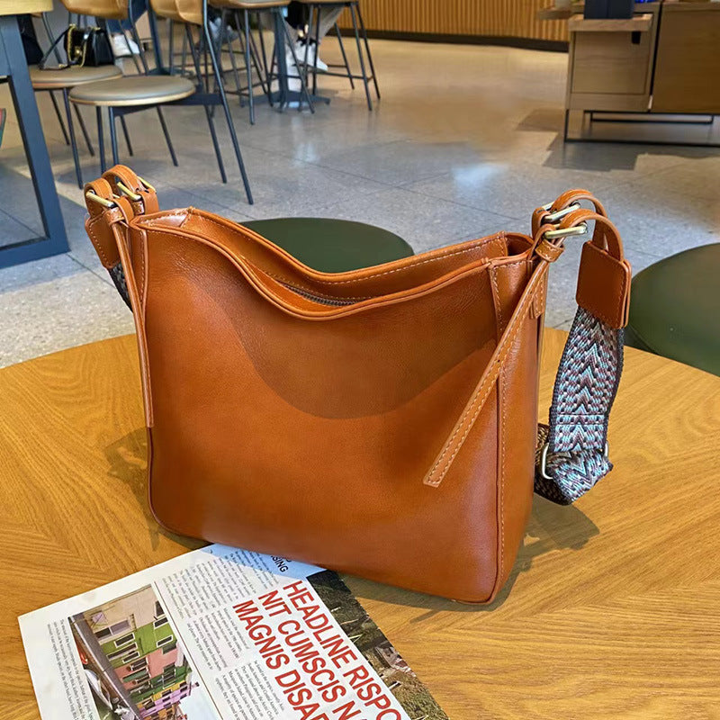 Capacity Temperament Wide Strap Vertical Soft Bags