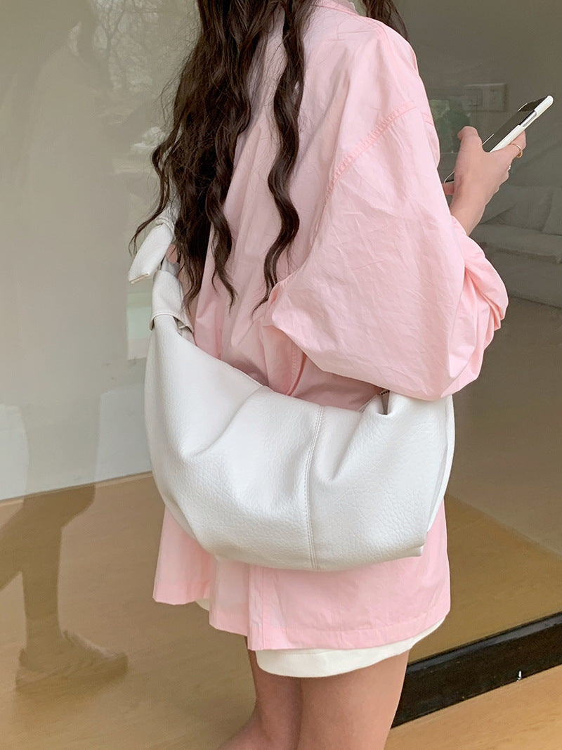 Korean Style Retro Soft Leather Pleated Dumpling Crossbody Bags