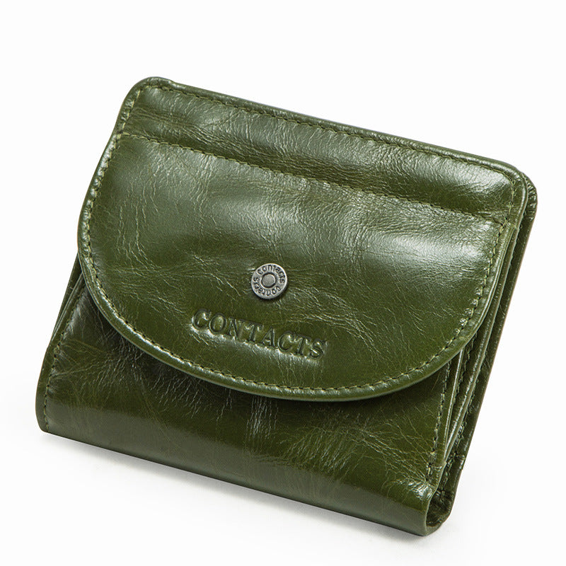 Women's Black Angel Fashion Top Layer Cowhide Card Holder