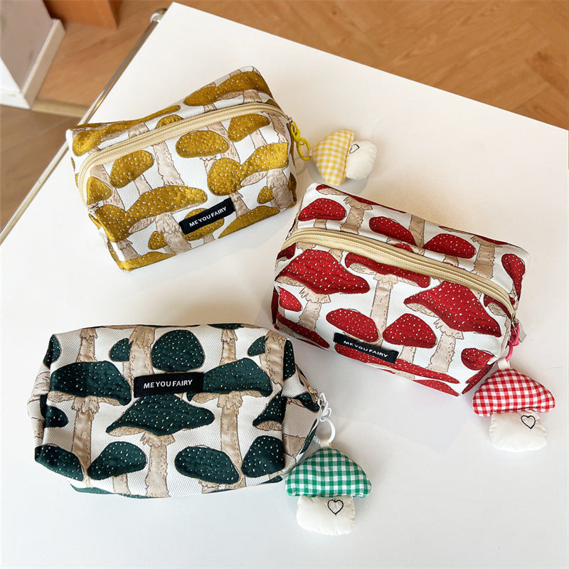 Niche Cute Mushroom With Toiletry Portable Large Makeup Bag