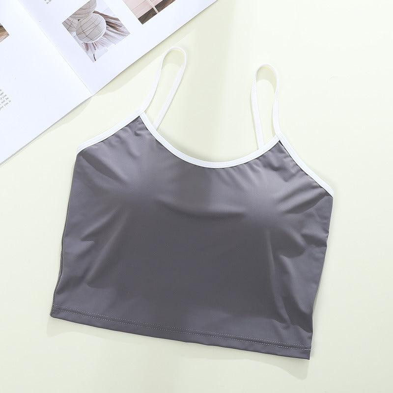 Women's Ice Ribbon Chest Pad Backless Base Tanks Camis