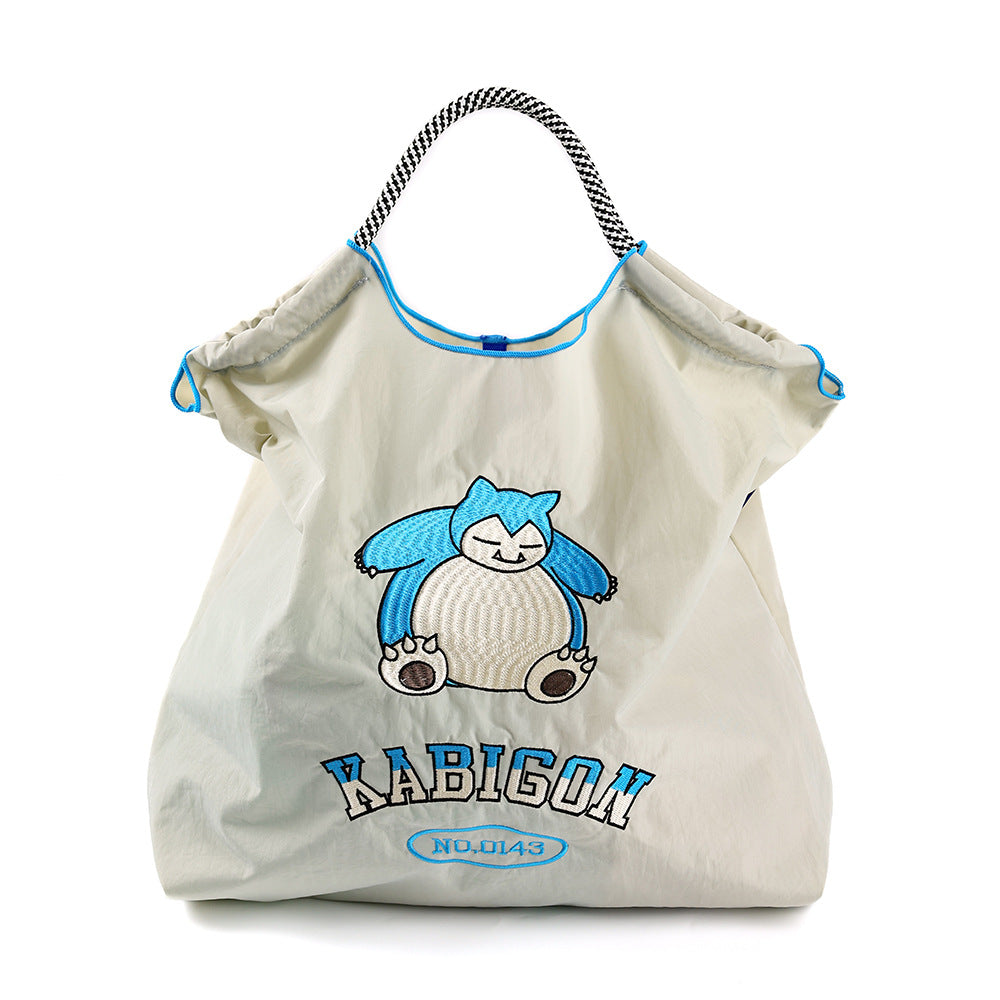 Women's Summer Needle Embroidery Nylon Large Capacity Shoulder Bags