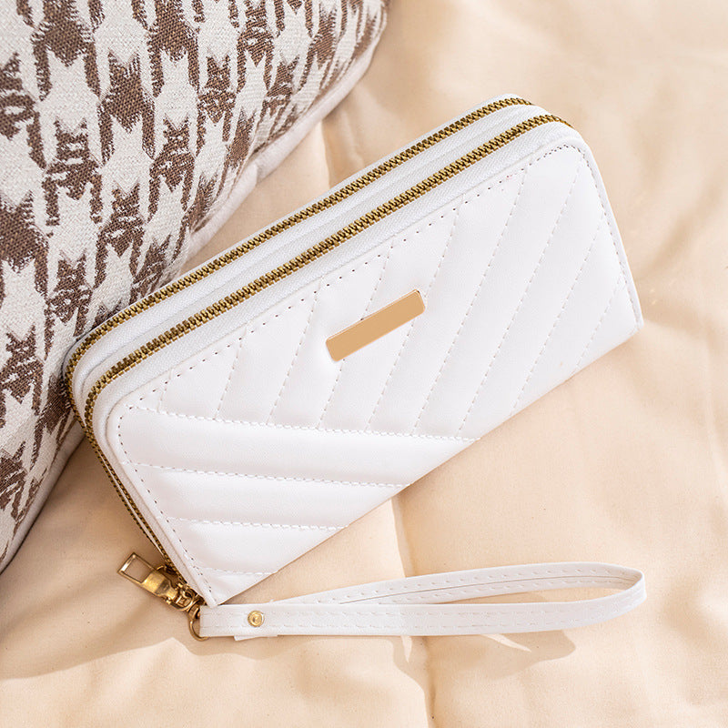 Long Fashion Double Zipper Textured Clutch Ladies Wallet