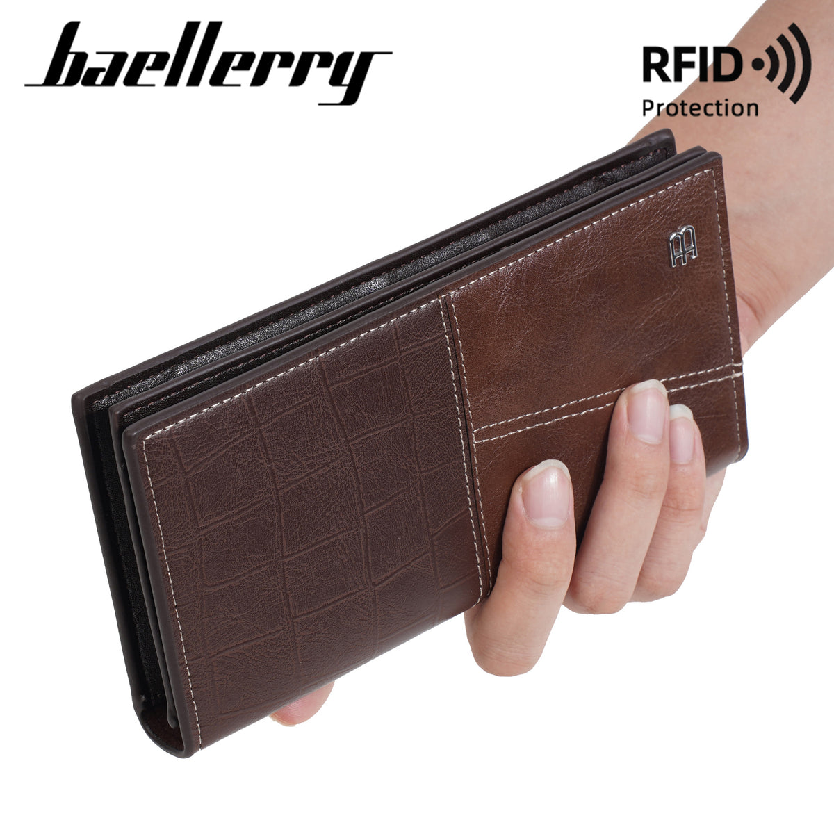 Men's Long High-grade Business Zipper Green Handbags