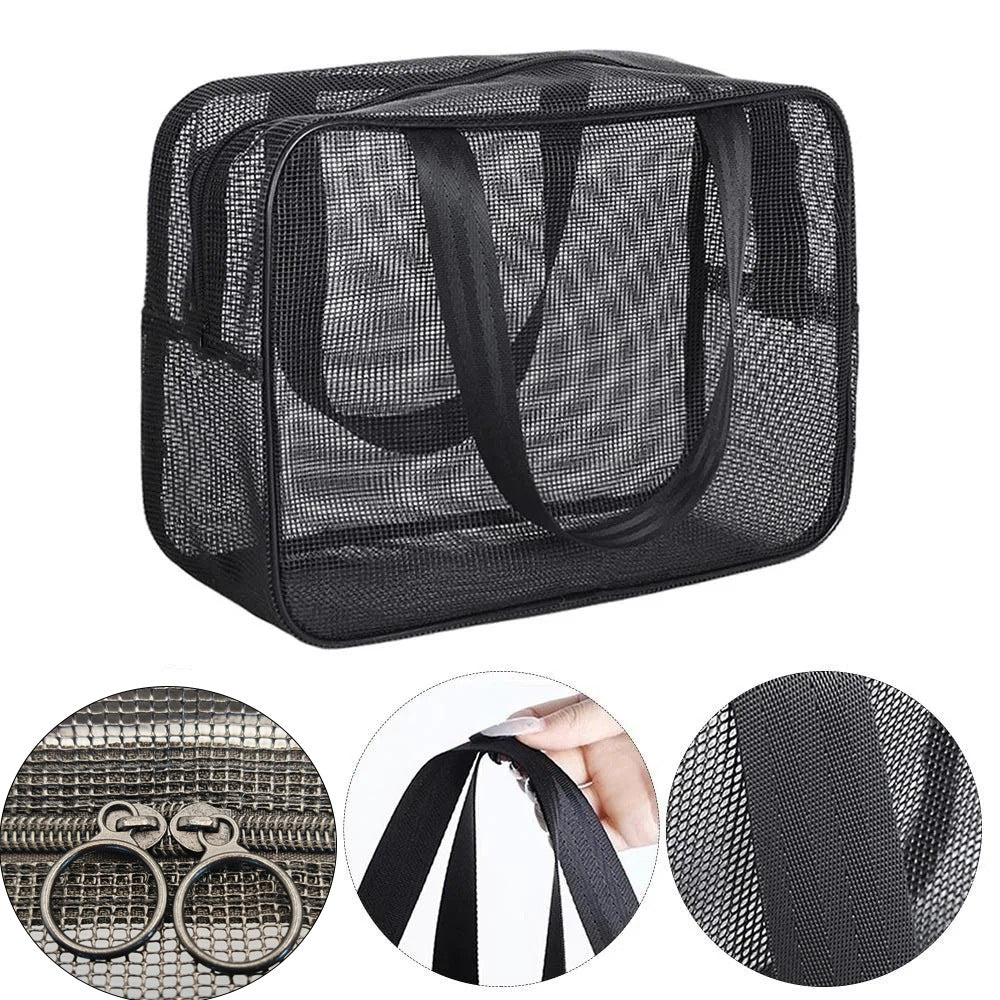 Women's Large Capacity Mesh Portable Draining Bath Wash Swimming Bags