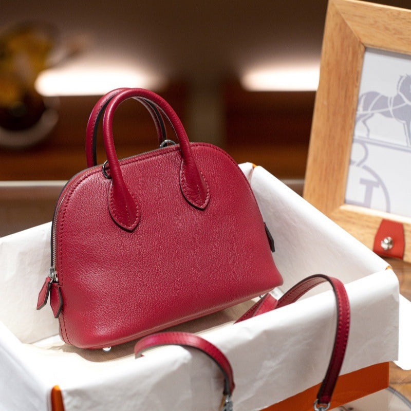 Mini Genuine Leather Goat Pattern Bowling Shell High-grade Bags