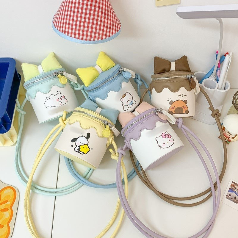 Women's Macaron Light Color Cute Contrast Bow Animal Backpacks