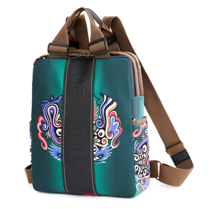 Women's National Fashion Simple Printed Large Capacity Backpacks