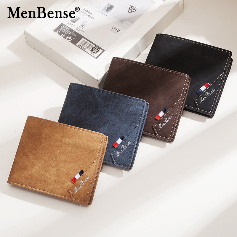 Men's Short Stitching Horizontal Large Capacity Frosted Men's Wallets