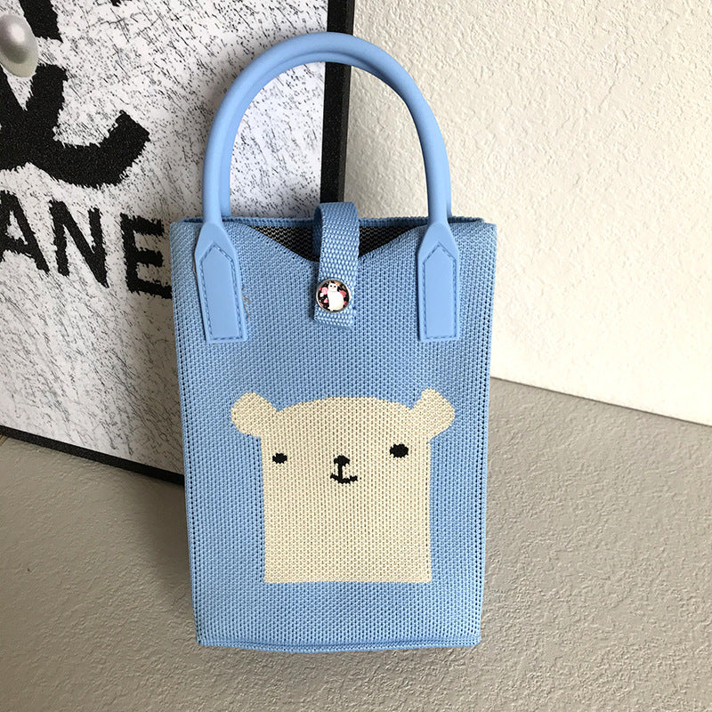 Women's Mobile Cat Knitted Portable Storage Korean Handbags