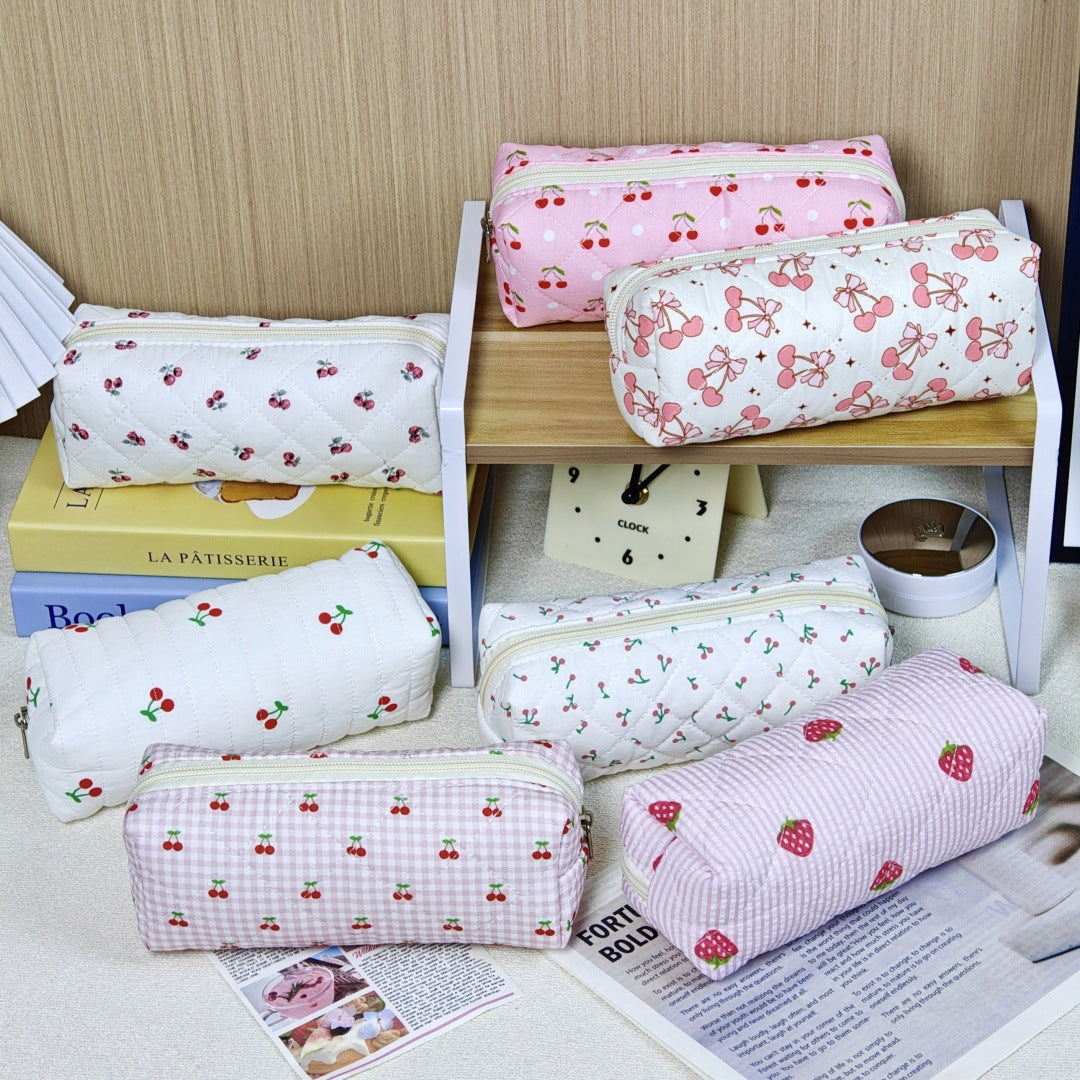 Wind Large Capacity Fabric Bow Printing Buggy Minority Simple Stationery Bags