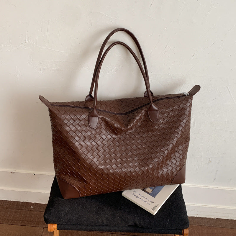 Women's Woven Large Capacity Simple Portable Short Tote Bags