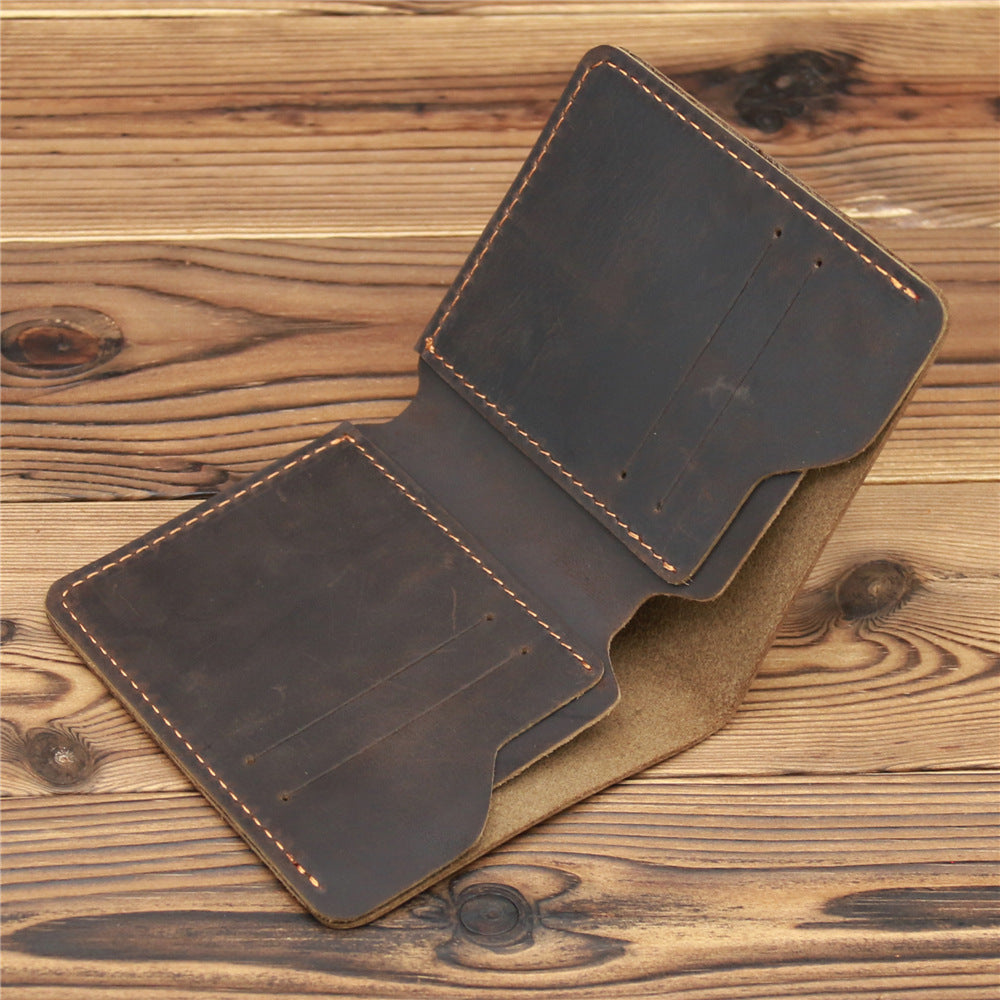 Men's Simple Crazy Horse Leather Genuine Cowhide Card Holder