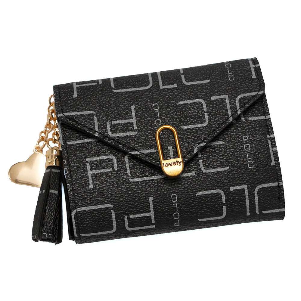 Women's Korean Style Short Tassel Printed Letter Ladies Wallet