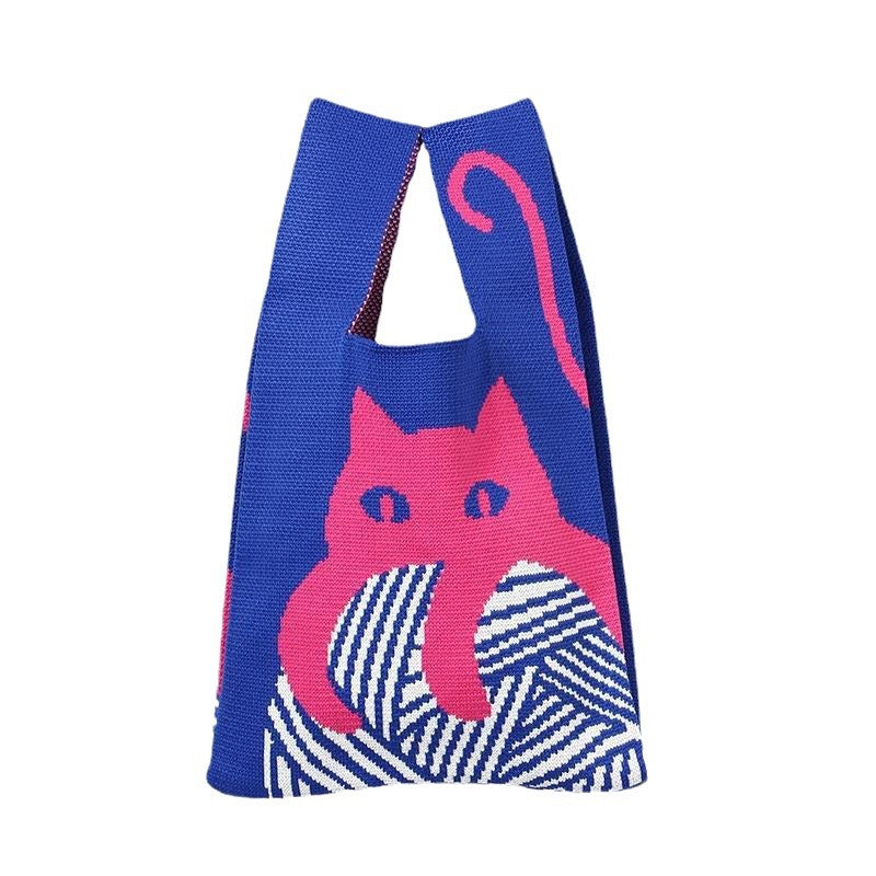 Women's Cute Cat Knitted Fashion Trendy Vest Handbags