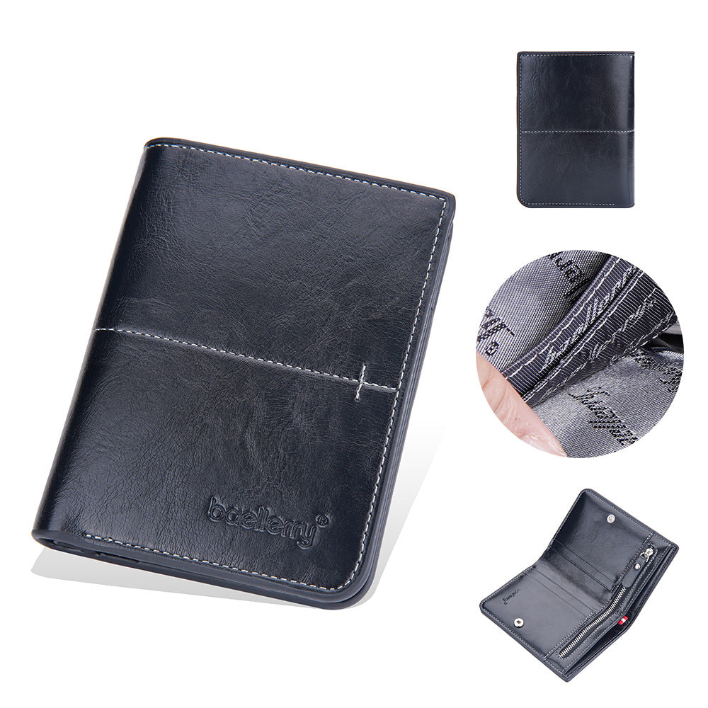 Men's Short Simple Snap Zipper Horizontal Vertical Men's Wallets