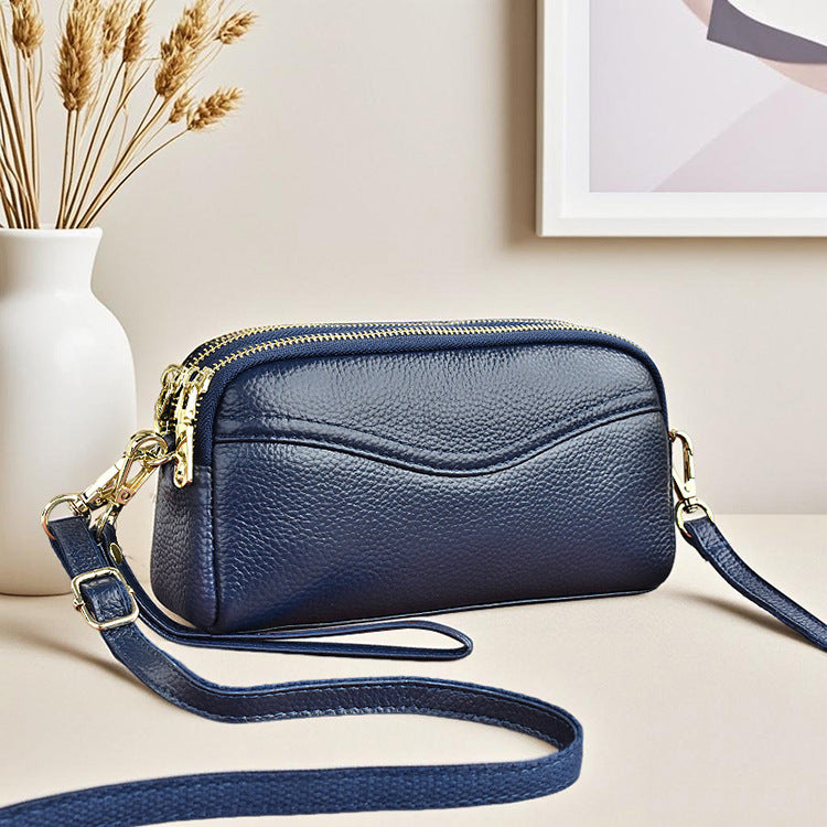Women's Leather Mobile Hand Carrying Double Compartment Purses