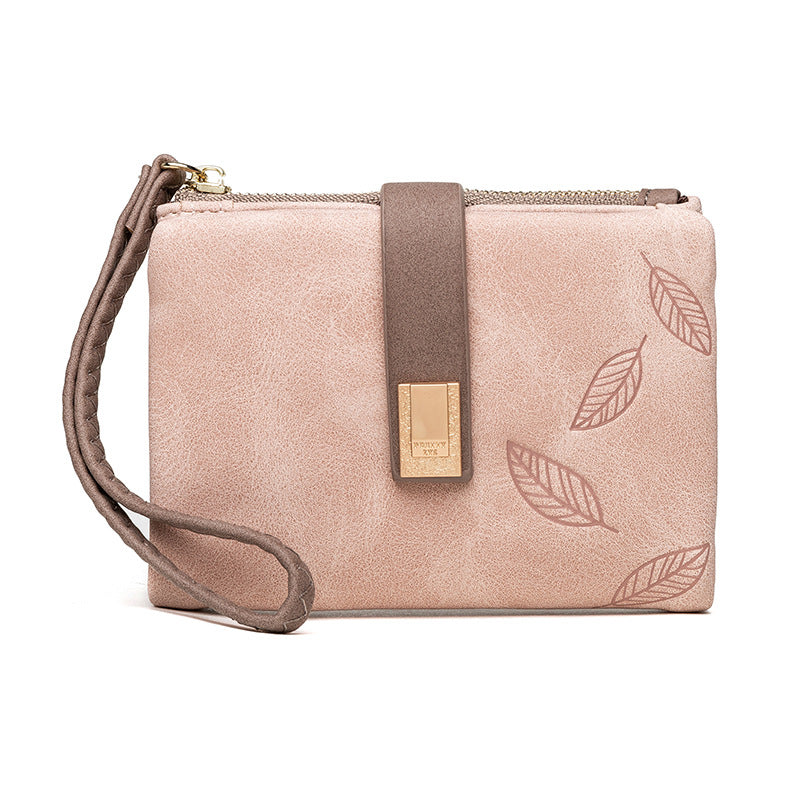 Casual Stylish Women's Retro Frosted Leaf Coin Purses