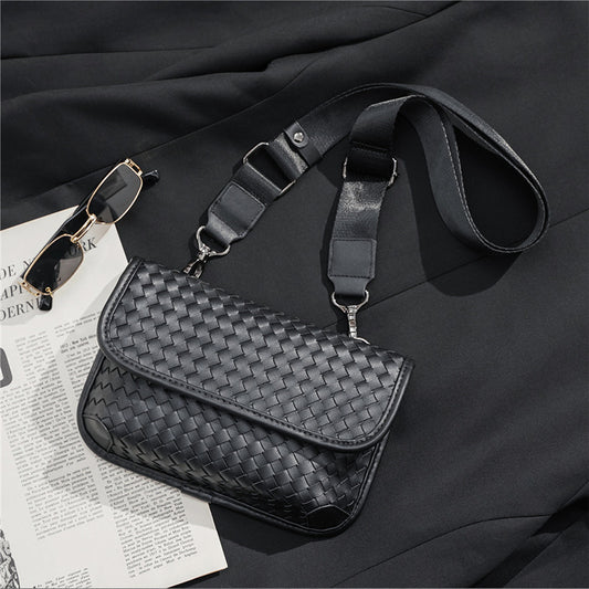 Classy Men's Fashion Hand-woven Street Mobile Men's Chest Bags