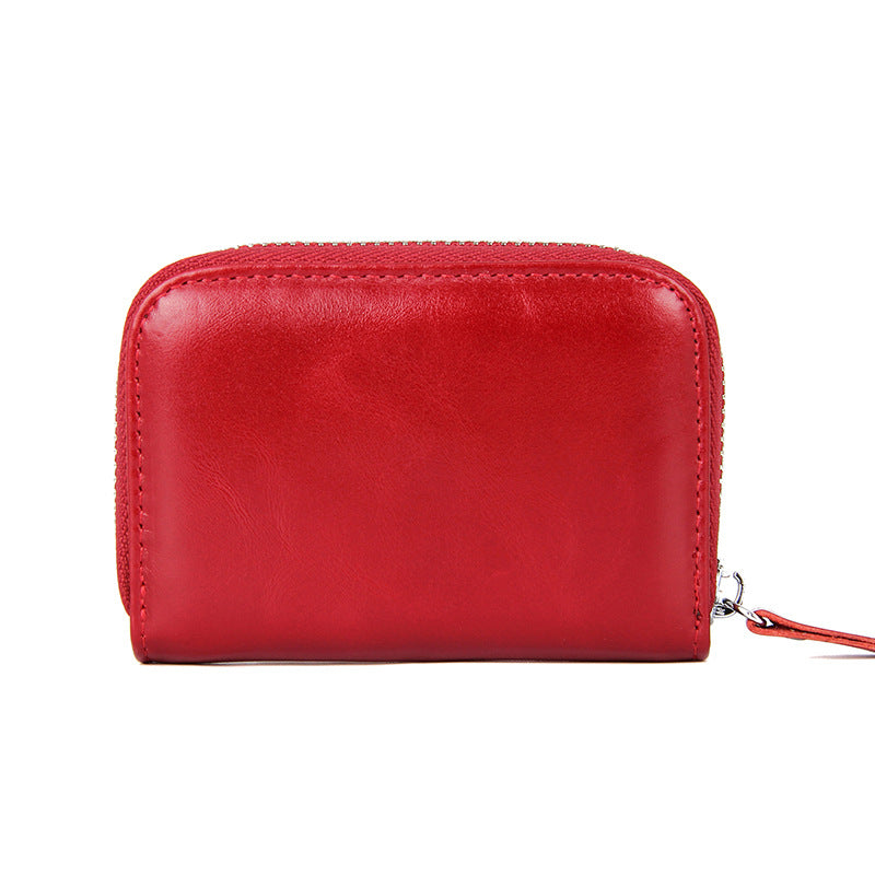 Women's & Men's & First Layer Oil Wax Cowhide Swiping Card Holder