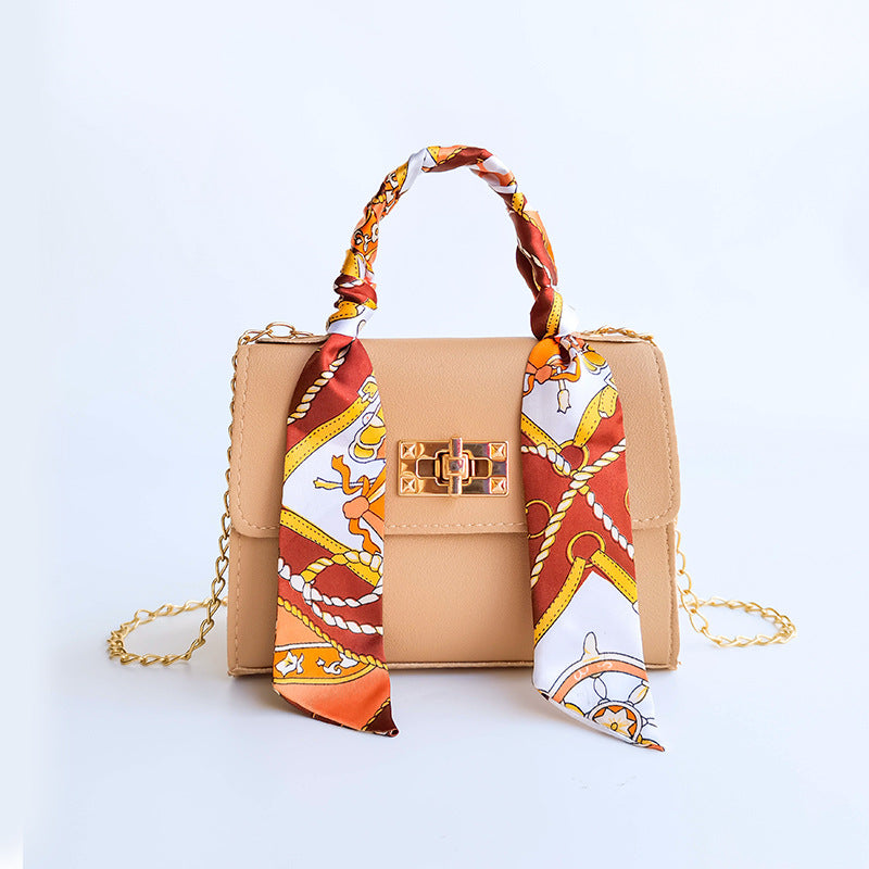 Women's Fashion Design Silk Scarf Mini Chain Handbags