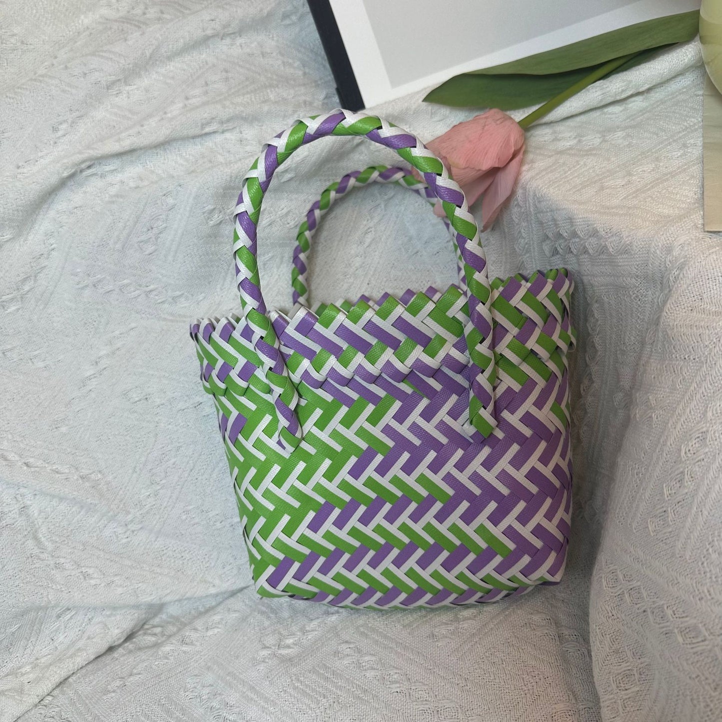 Style Fashion Simple Color Matching Portable Handbags