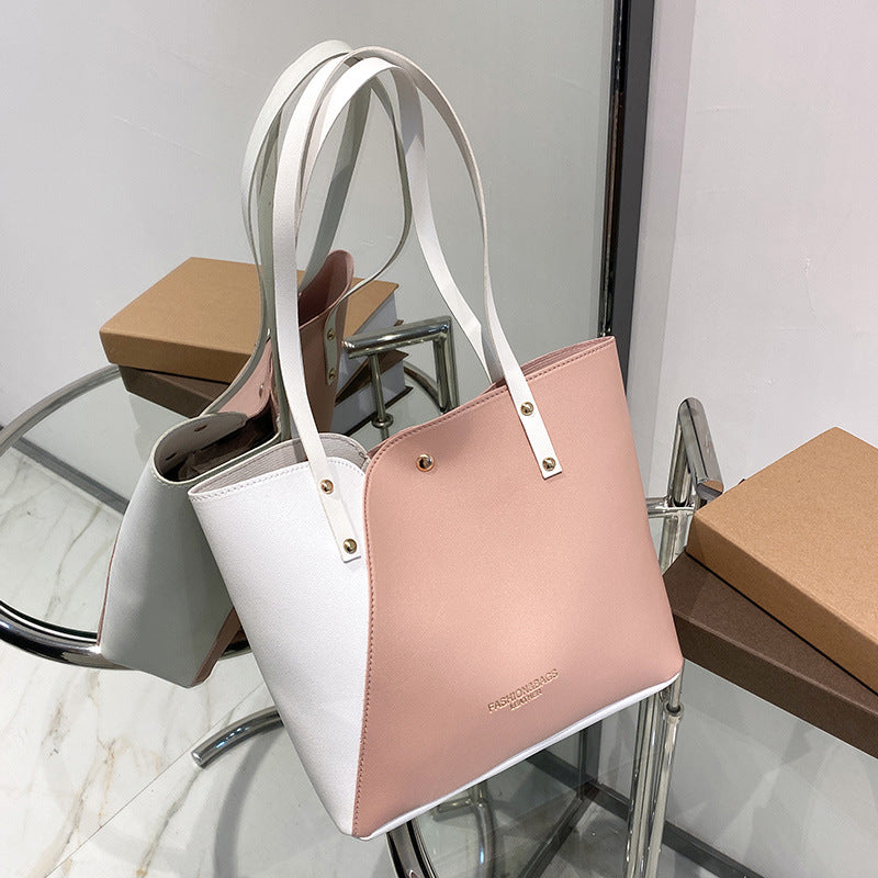 Women's Trendy Fashion Cool Contrast Color Tote Bags