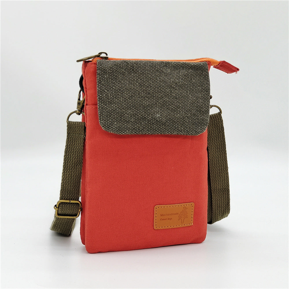 Women's Solid Color Canvas Simple Quality Crossbody Bags