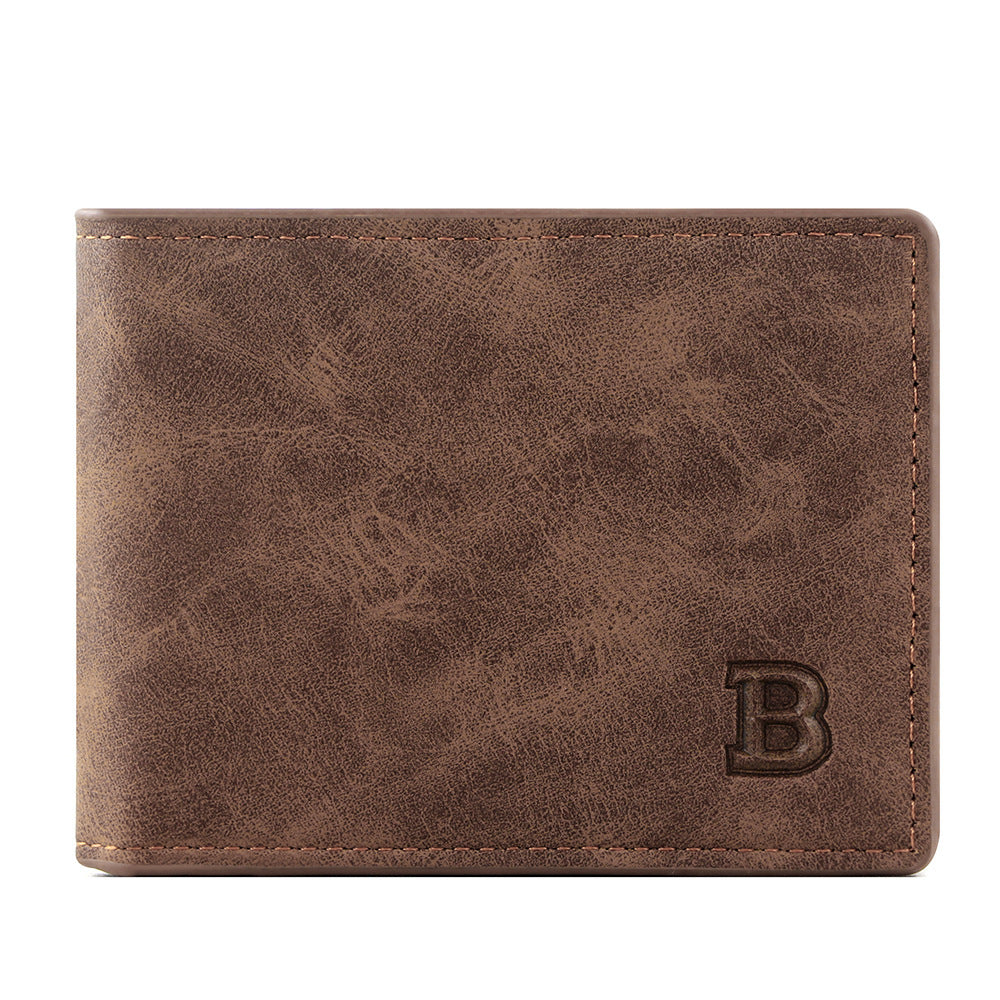 Men's Retro Short Horizontal Sier Frosted Dollar Men's Wallet