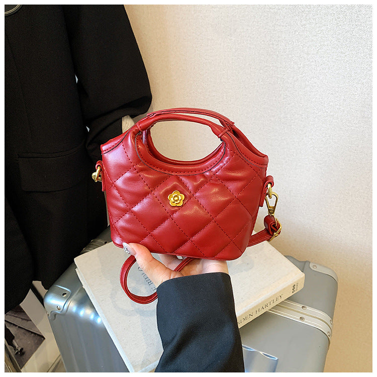 Women's Mini Portable Classic Style Diamond Embroidery Thread Camellia Women's Shoulder Bag