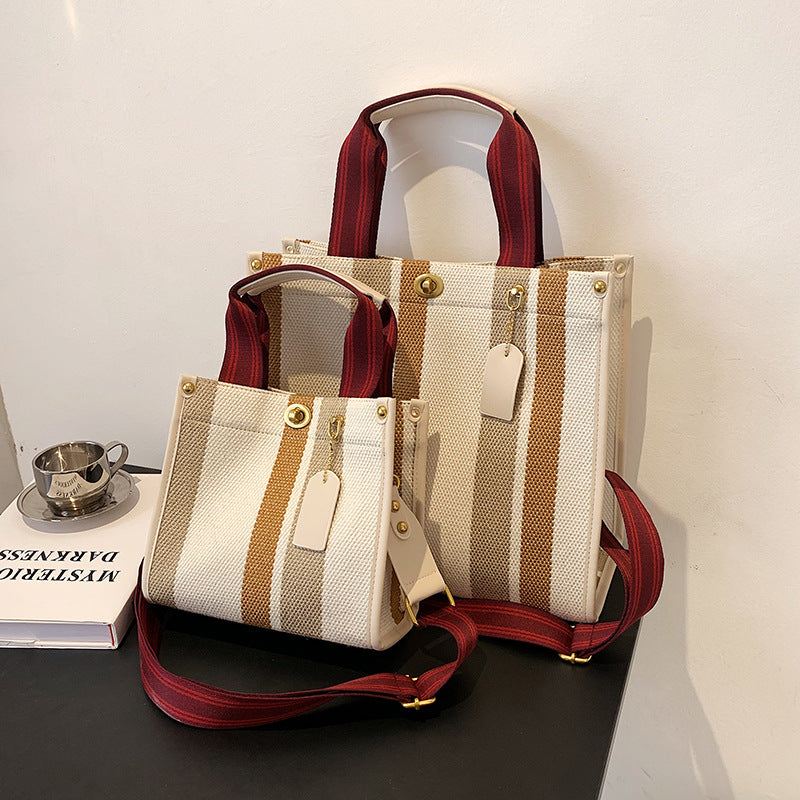 Women's Retro Portable Trend Canvas Striped Crossbody Bags