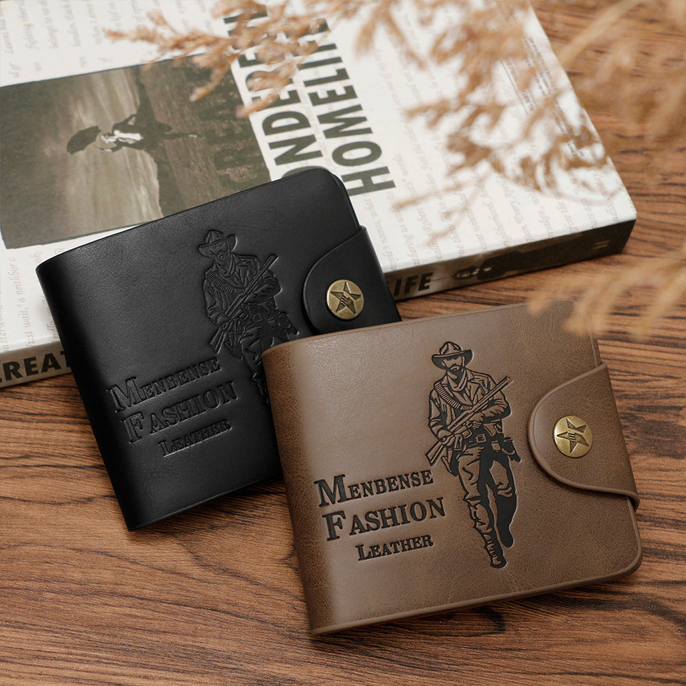 Classic Men's Hot Three-fold Embossed Short Men's Wallet