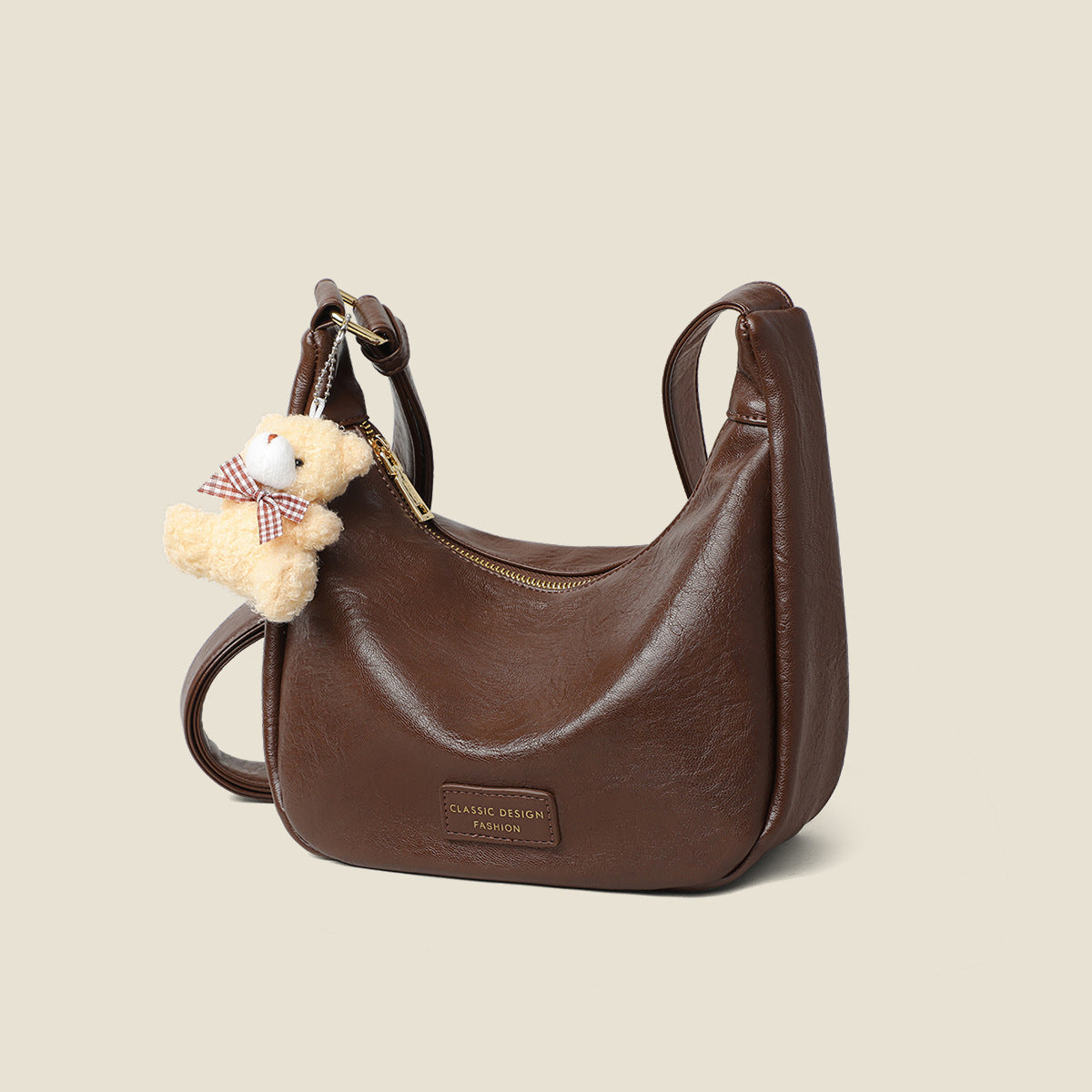Women's White Large Capacity Commuter Soft Leather Style Dumpling French Bags