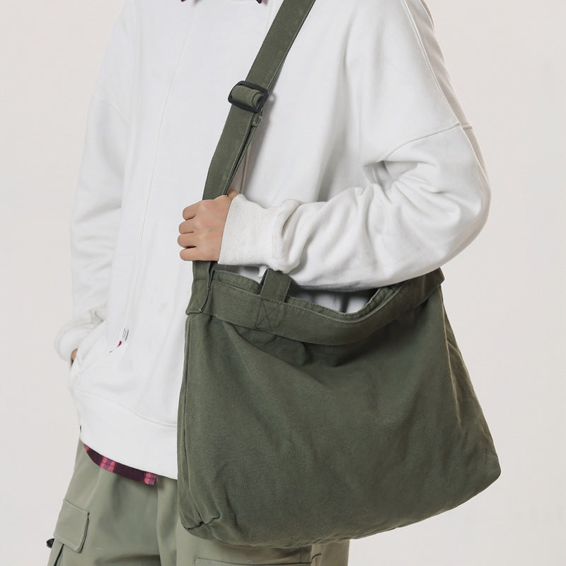 Women's & Men's Large Capacity Washed Canvas Leisure Literary Women's Shoulder Bag