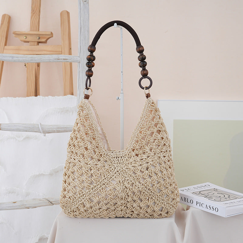 Women's Woven Straw Large Capacity Bohemian Style Seaside Vacation Bags