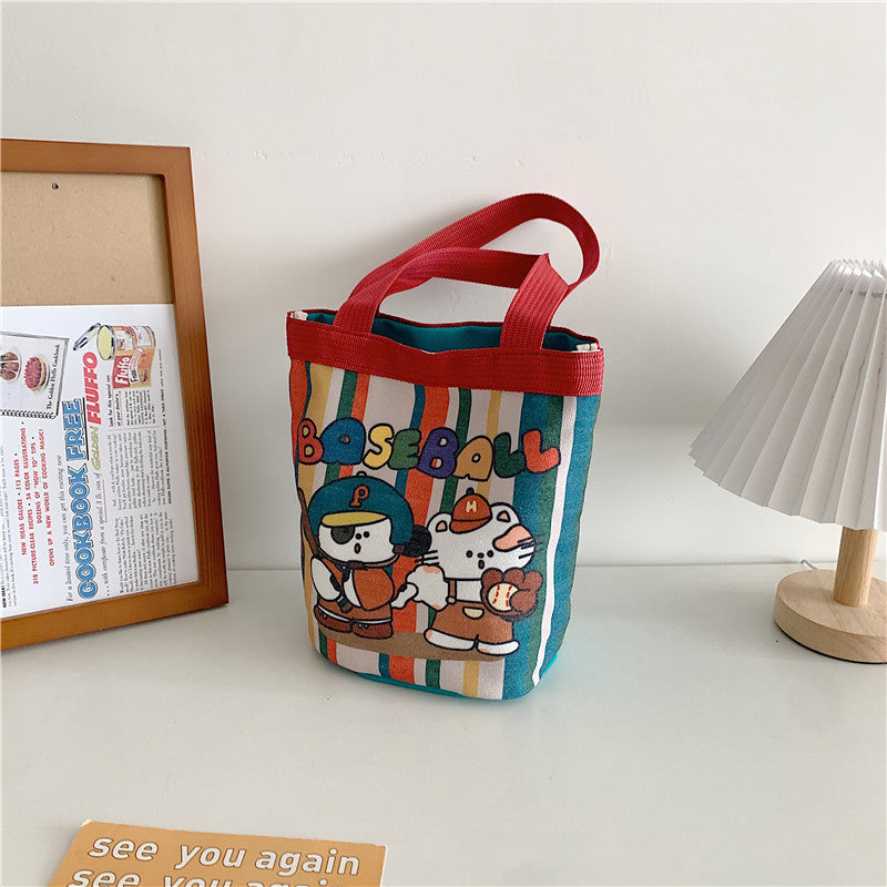 Cute Illustration Cylinder Lunch Box Clutch Bags