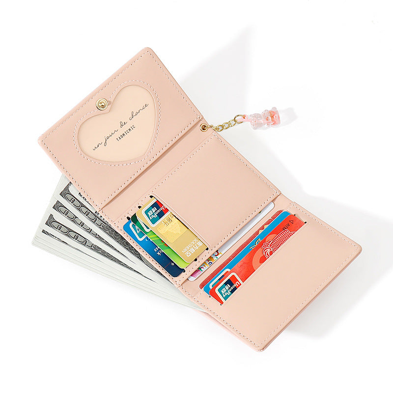 Women's Cute Pendant Korean Style Three-fold Large Ladies Wallets