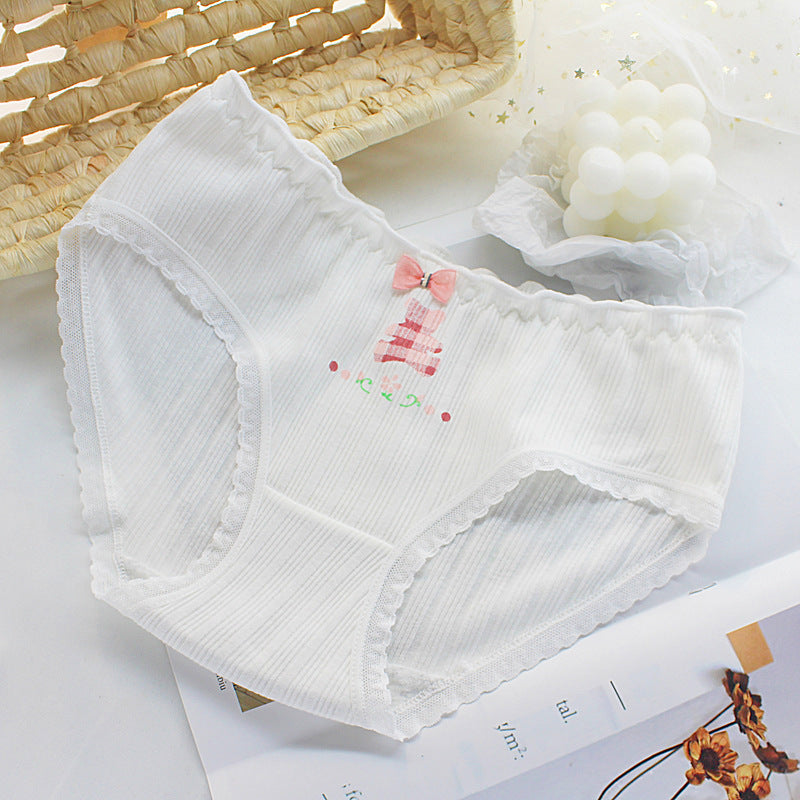 Women's Cute Lace Edge Small Floral Mid Panties