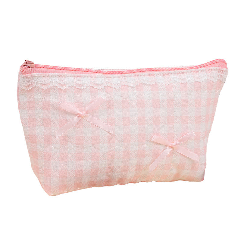 Women's Korean Fashion Simple Style Portable Toiletry Cute Cosmetics Storage Makeup Bag